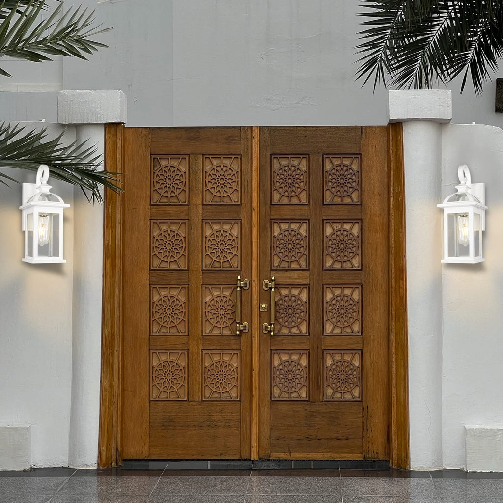 Outdoor Porch Lights Fixtures Wall Mount, Outdoor Wall Sconce with Seeded Glass Waterproof Outside Exterior Lights