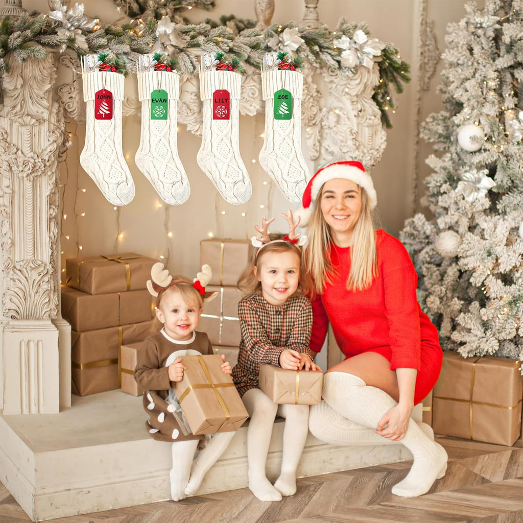 18 In Christmas Stockings Large Christmas Stockings with DIY Name Tags White Cable Knitted Xmas Stockings Classic