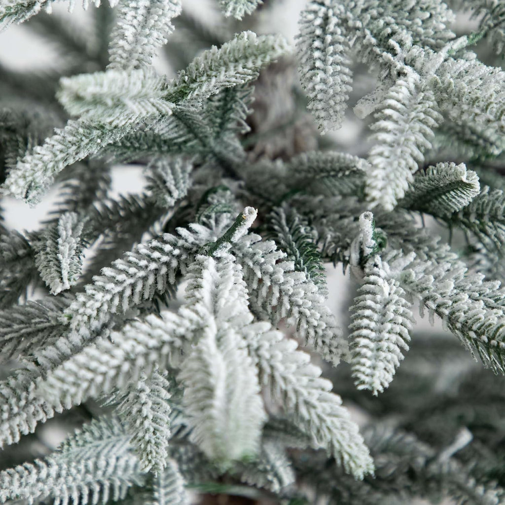 7ft. Pre-Lit Artificial Flocked Woodland Fir Christmas Tree with 200 Warm White LED Lights