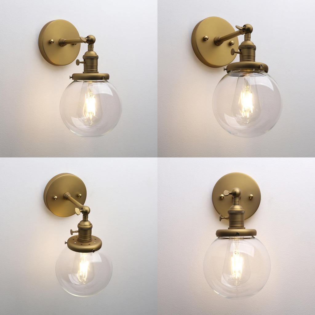 Vintage Wall Sconce with Switch, 180 Degree Adjustable Hardwired Bathroom Vanity Light, Industrial Wall Light with
