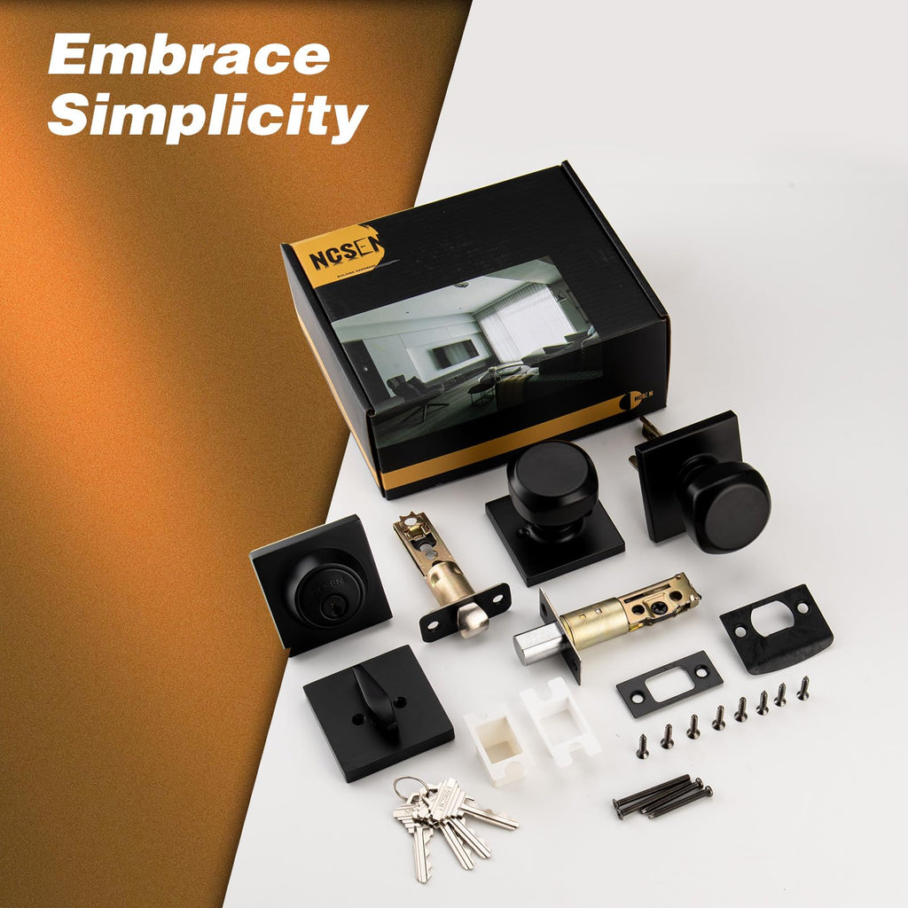 Black Exterior Door Lock Set with Key Alike Deadbolt