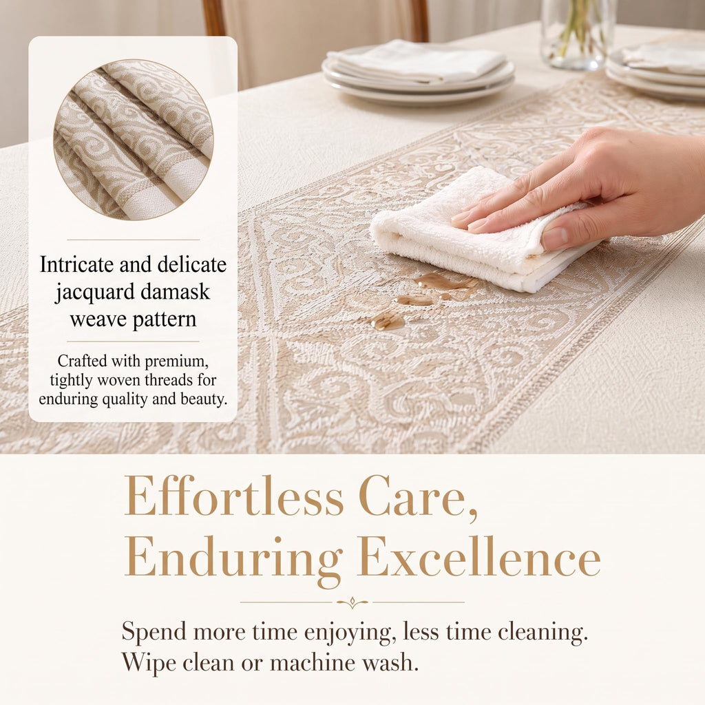 Rectangle Linen Tablecloth Luxury Totem Spillproof Cloth 55x134 Inch