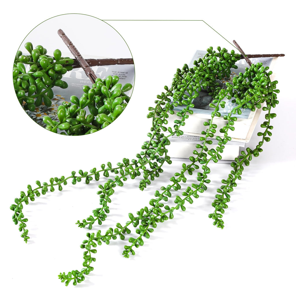 9PCS Artificial Hanging Succulents, 27.5" String of Pearls Plant