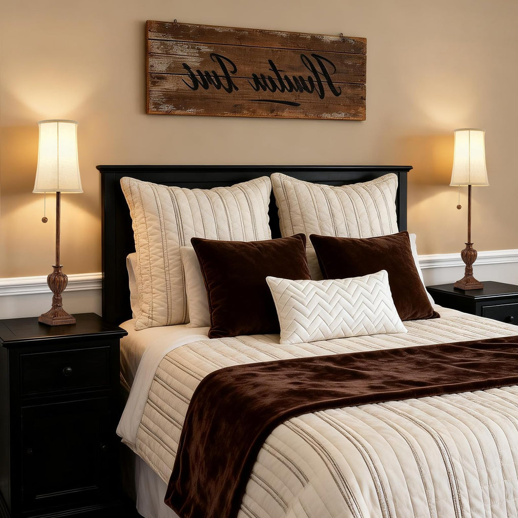 Buffet Table Lamps Set of 2, 28" Tall Skinny Brown Res Lamp