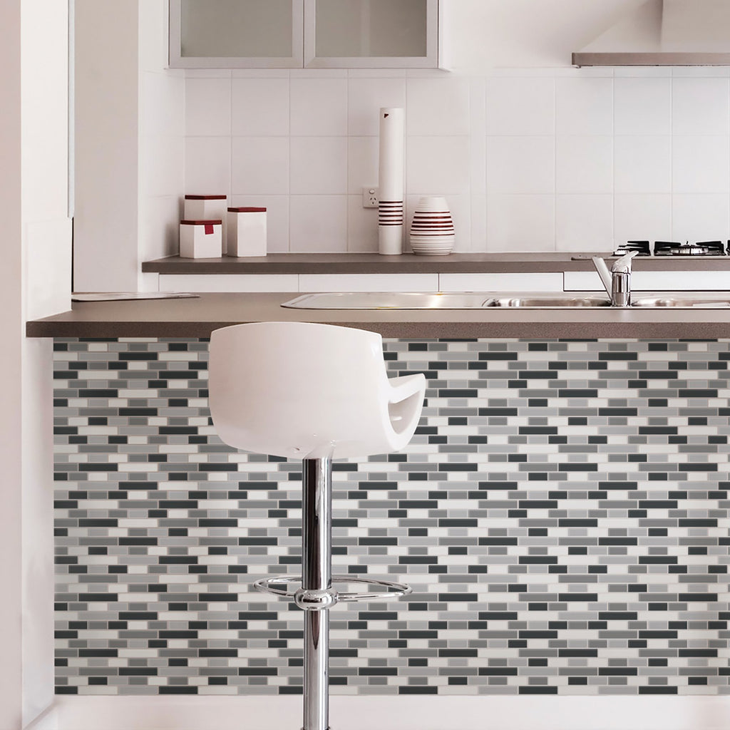NH2362 Smoked Glass Peel & Stick Backsplash Tiles, Black