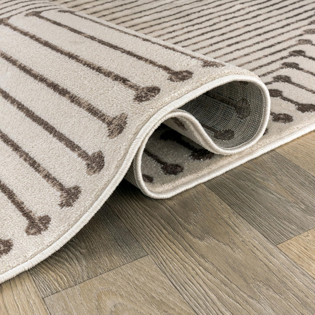 Abstract Line Pattern Neutral Decor Area Rug Beige