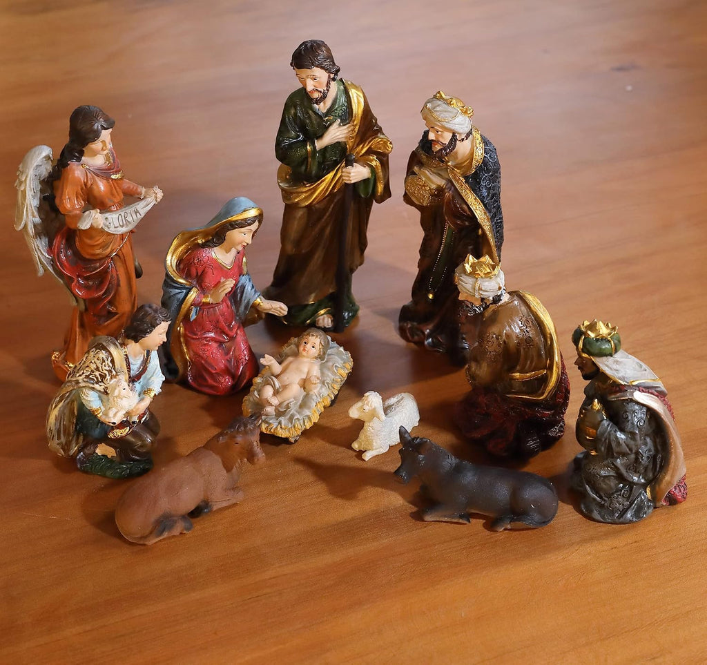 Nativity Set Christmas Scene Set Figurines Statue 8.25 Inch 11 Pcs