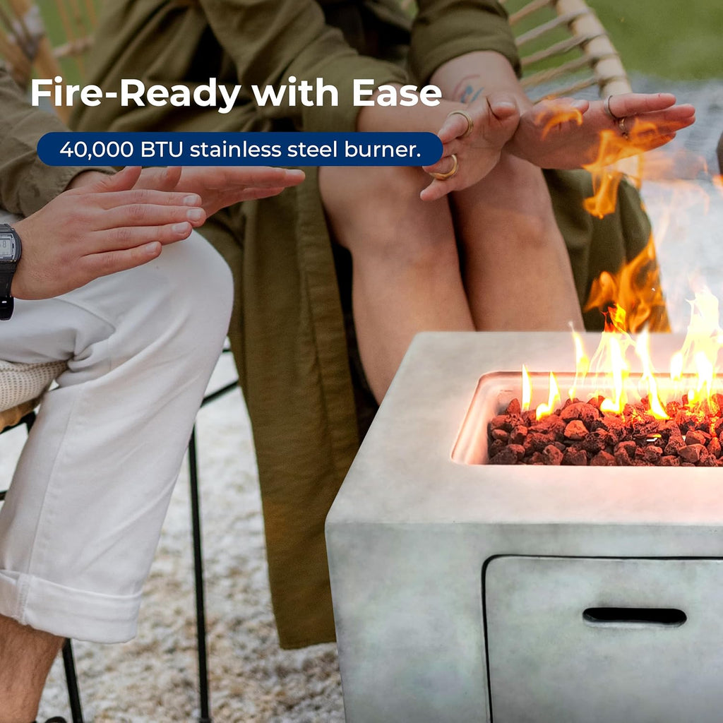 Propane Gas Fire Pit Table 40000 BTU Square Outdoor Firepit with Protective Cover, Durable Metal Construction, and Stylish Design for Patio or - Image 4