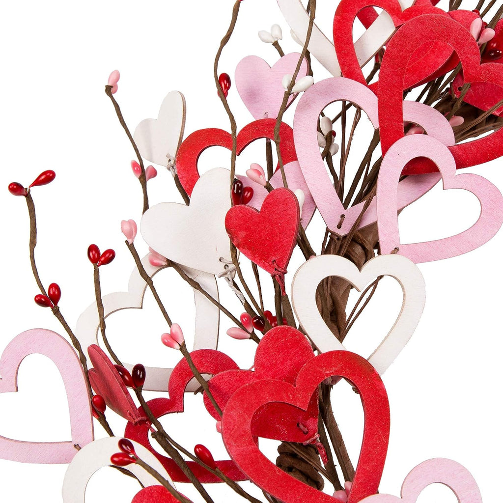 18 Inch Valentine's Day Heart Shaped Wreath for Wedding Party Anniversary - Artificial Wooden Door Wreath Gift