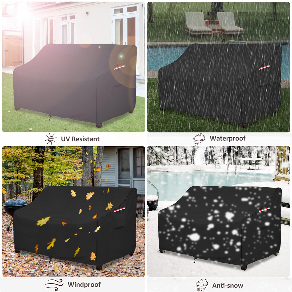 Heavy Duty Patio Sofa Cover, 100% Waterproof 3-Seater Outdoor Sofa Cover Fits up to 85W x 38D x 35H Inches, Lawn