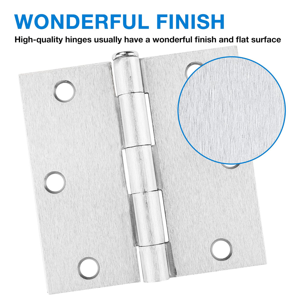 18 Pack Brushed Nickel 3.5" Door Hinge Interior Square Corners