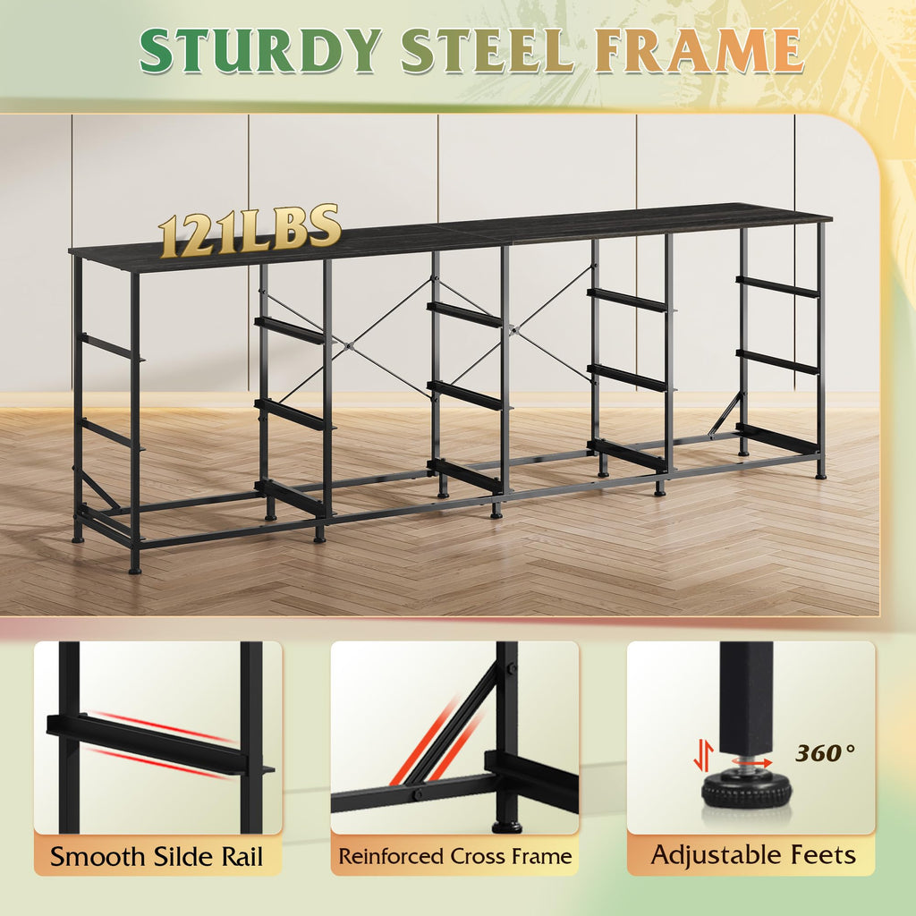 Dresser TV Stand for 85 Inch TV, 12 Drawer Dresser, Black Wood Grain