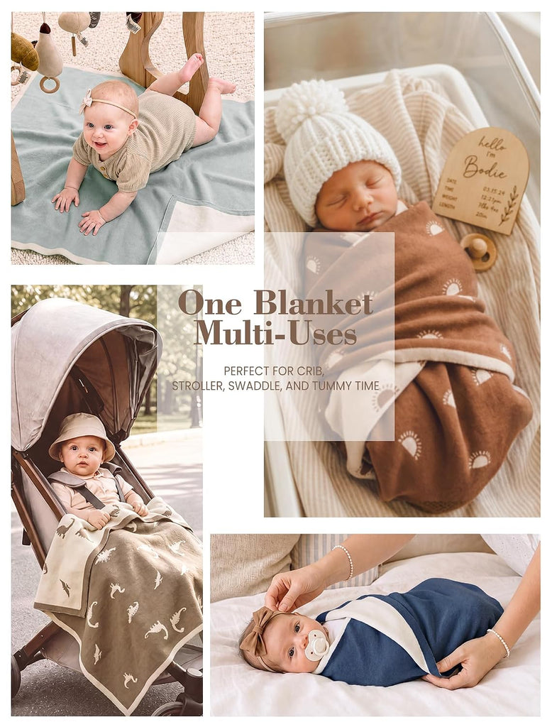 Baby Blanket Cotton Knit: Stretchy for Newborn Receiving Swaddle