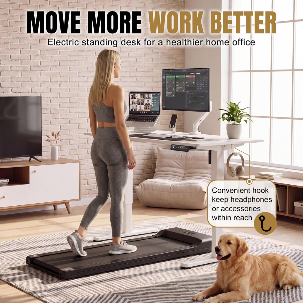45 Inches Electric Standing Desk, Home Office Desk with Phone Holder