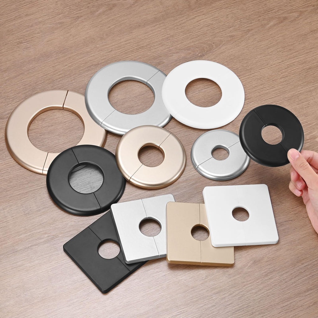 2-Pack Wall Split Flange, for 3 Inch/76mm OD Pipe ABS Escutcheon Plate Round Self-Adhesive Plumbing Cover Plates for