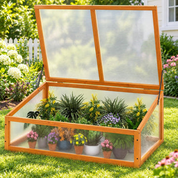 Wood Cold Frame with Flip-Top Roof, Mini Greenhouse 37''×25''×16''