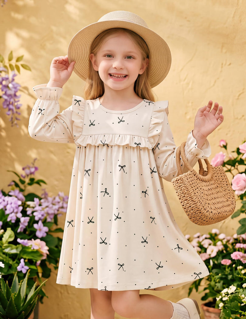 Toddler Girl Ruffle Long Sleeve Dress Kids Daily A-line Dress