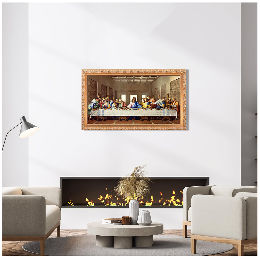 The Last Supper Golden Solid Wood Frame, 40.25x22.25