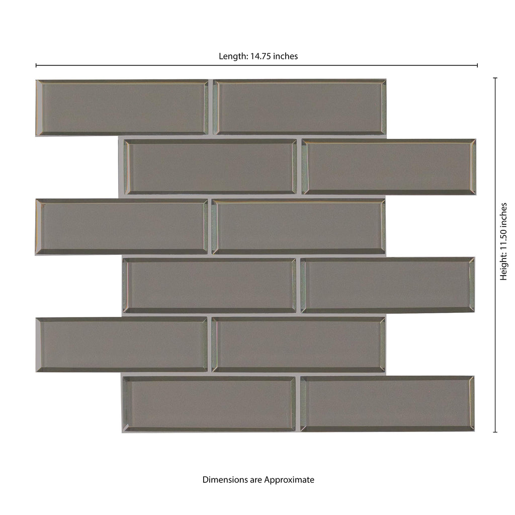 Glass Mesh Mounted Mosaic Tile | Champagne Bevel Subway | 2" x 6"