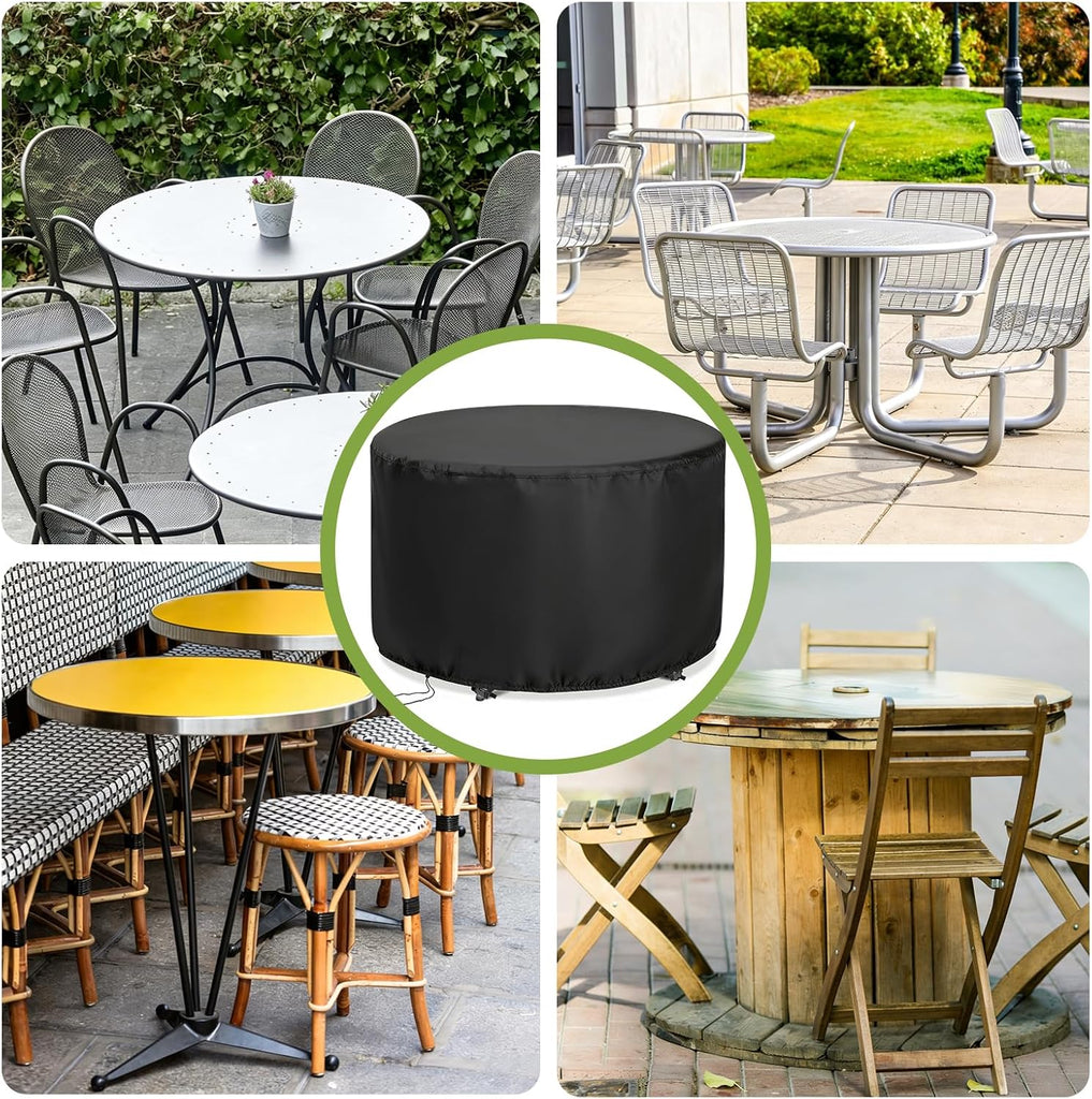 Round Patio Bar Height Table and Chair Cover for 90 Inch Patio Table | Waterproof Outdoor Round Tall High Patio Table
