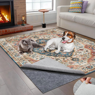 9x12 ft Rug Pad, Waterproof & Non Slip Rug Pads Felt + Rubber Backing, Under Rug Carpet Non Slip Pad for Hardwood - Set of 108