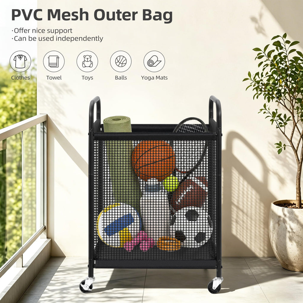 Rolling Laundry Hamper with Wheels 1-Section Laundry Sorter Rolling Laundrys Basket on Wheels with Removable Bag