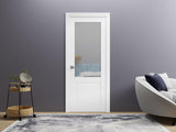 Slab Barn Door Panel 36 x 80 inches | Lucia 1533 White Silk with Clear Glass | Sturdy Finished Doors