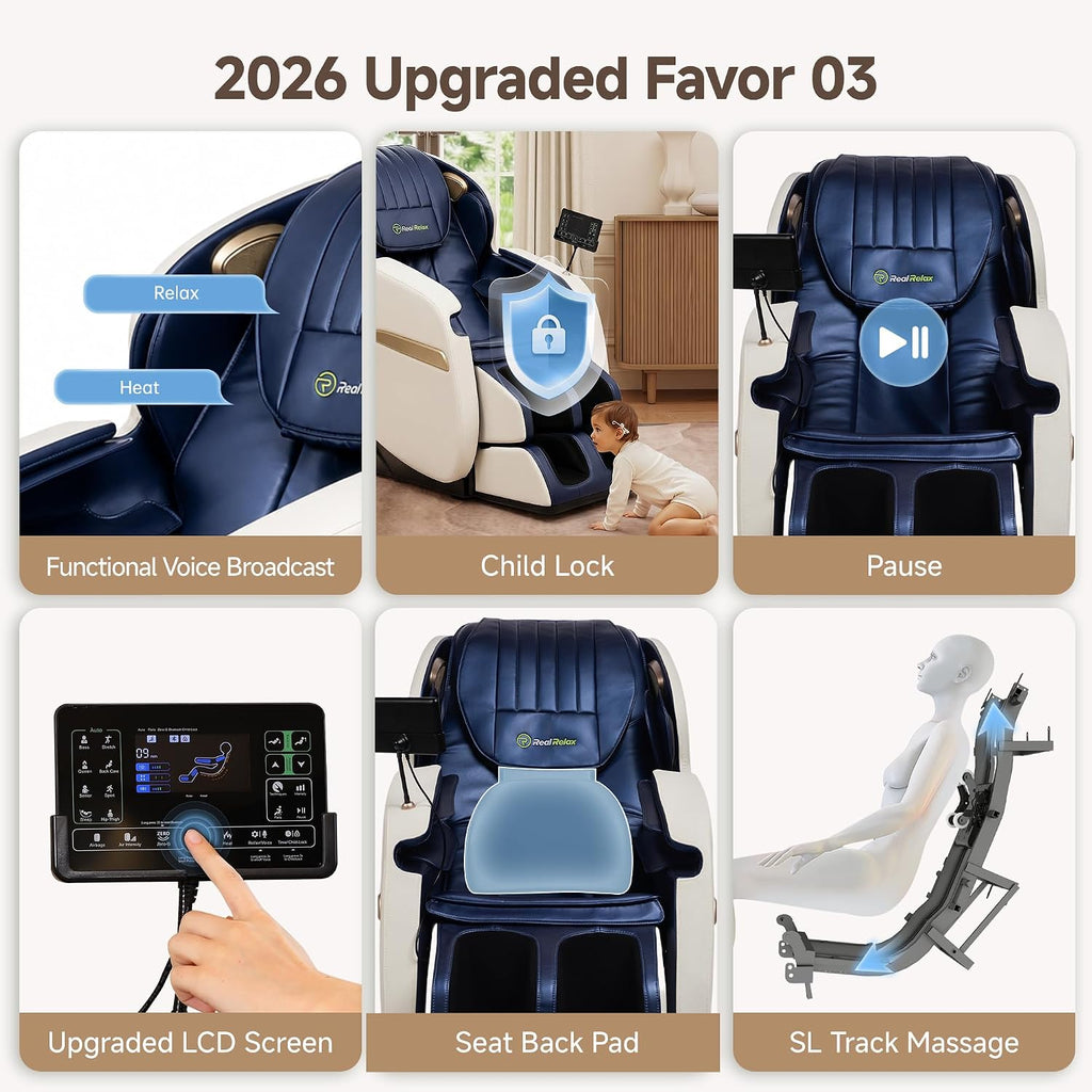 Upgraded 2D SL-Track Massage Chair,Recliner Full Body Zero Gravity with 8 Auto Modes and Upgraded LCD Screen,Added