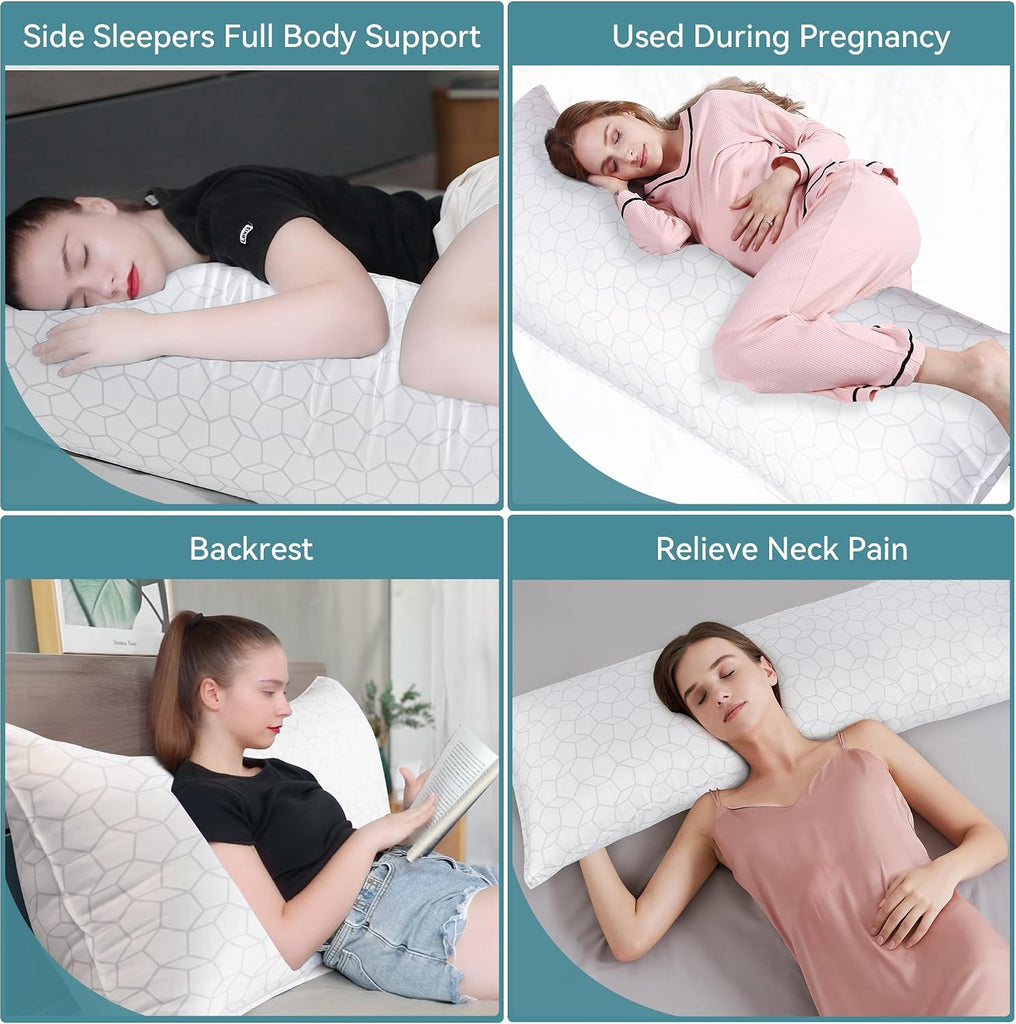 Full Body Pillow for Side Sleeper, Soft Long Bed Pillow for Adults | Generous Fill Firm Plush Support - Large Loft