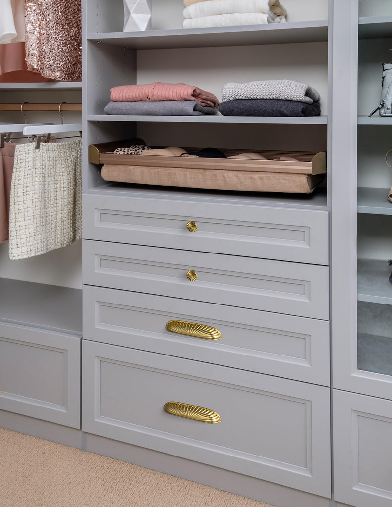 Modern 5''Hole Centers Brushed Gold Cabinet Pulls, Accessible Luxury Zinc Alloy Din Cup Cabinet Pulls with Mordern