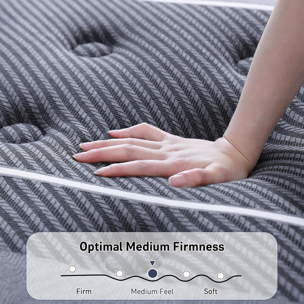 Full Mattress 12 Inch, Luxury Hotel-Level Cooling Hybrid Mattress in a Box | Upgraded Cooling Gel Memory Foam &