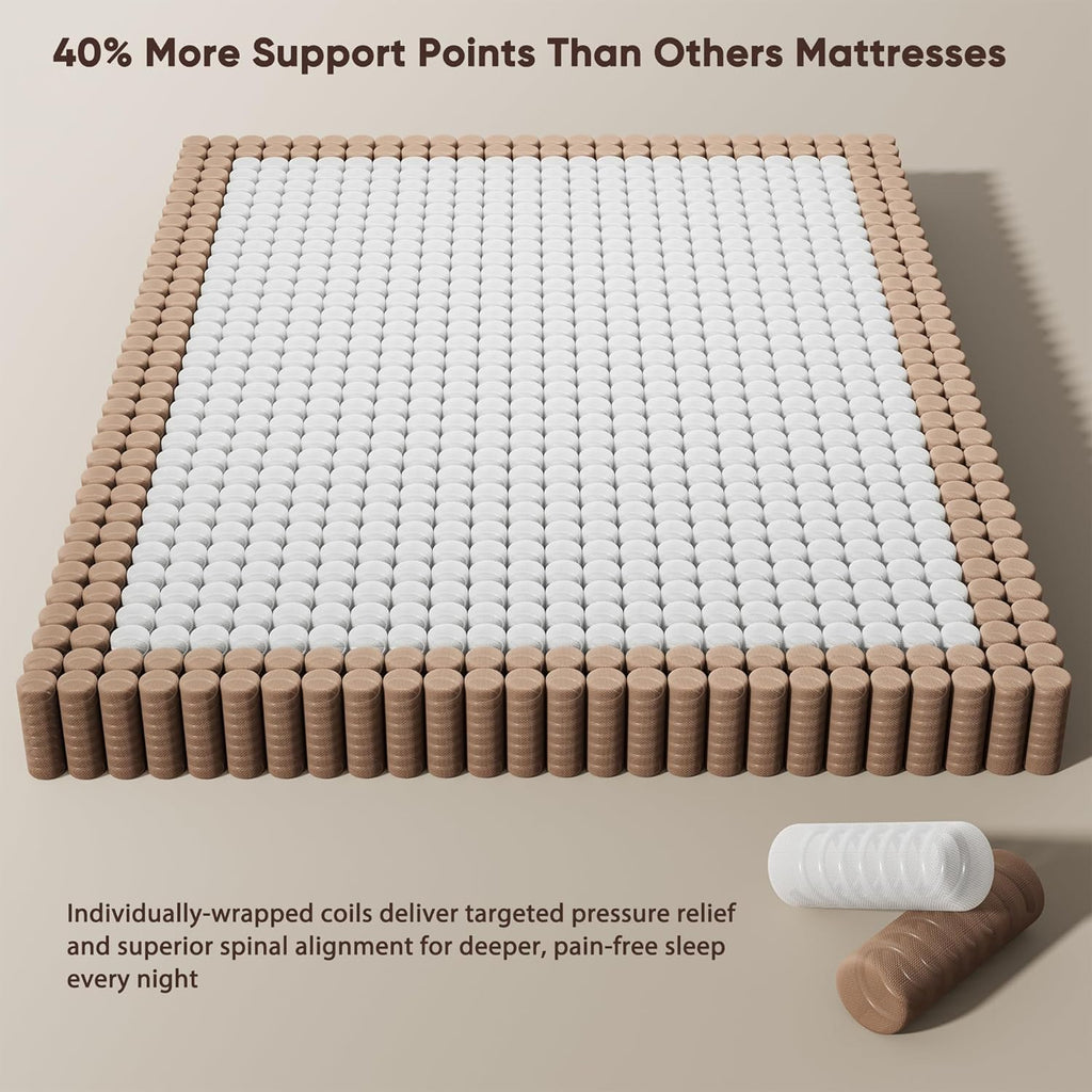 King Size Mattress, 12 Inch Hybrid Mattress King Size in a Box, Medium Firm | King Mattress with Cooling Gel Memory