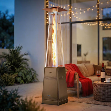 Pyramid Patio Heater, 50,000 BTU Outdoor Patio Heater, Propane Heater With Quartz Glass Tube & Wheels for Outdoor