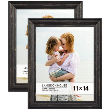 11x14 Wood Picture Frames, 2 Pack, Barnwood Black