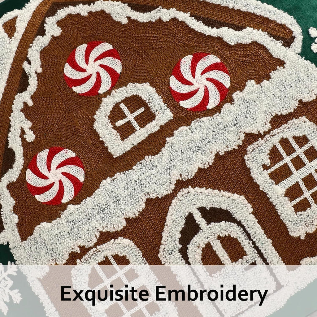 Christmas Green Throw Pillow Covers 18x18 Xmas House - Set of 2