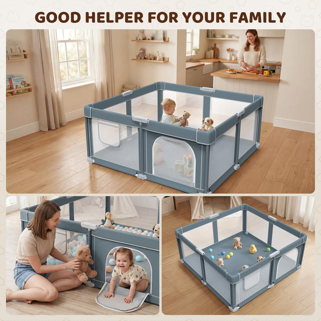 Foldable Baby Playpen, 50x50 Inch Compact Collapsible Play Yard