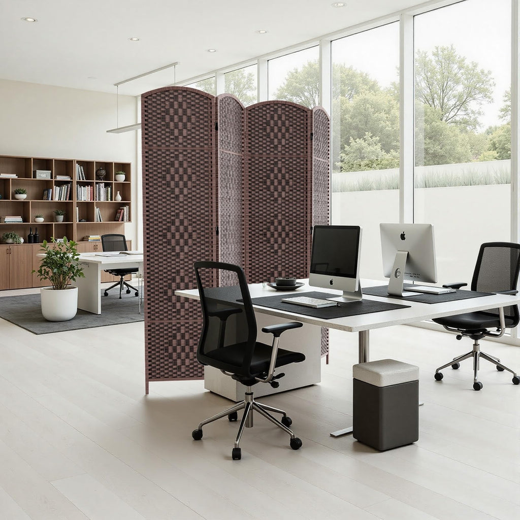 Room Divider Panel, 4 Panel Partition Room Dividers Screen, Brown