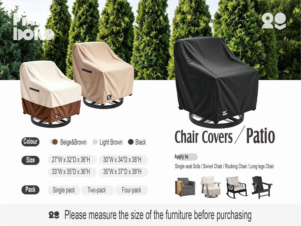 2 Pack, 33Wx35Dx36H inches Outdoor Chair Covers, 100% Waterproof Heavy Duty Outdoor Furniture Covers Waterproof, Black