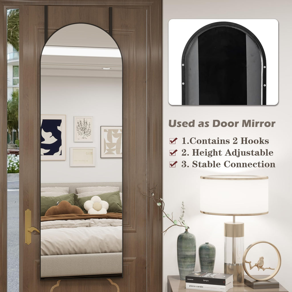 50"x 16" Door Mirror, Full Length Mirror Over The Door, Black