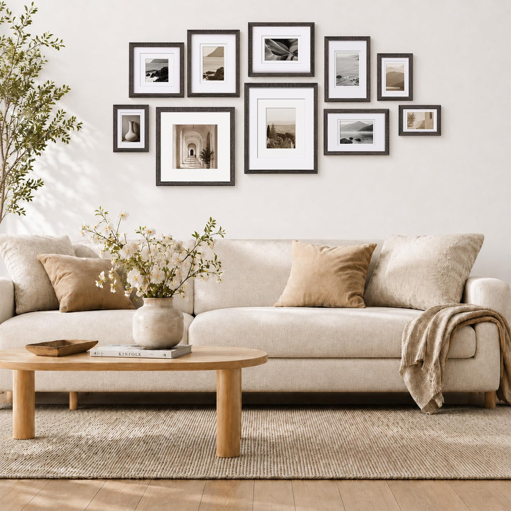 11x11 Picture Frames, Solid Wood frame Fits 4x4/8x8 with Mat or 11x11 Without Photo Frame Covered by Plexiglass, for