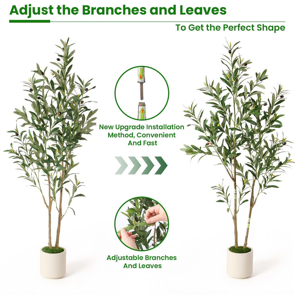 4ft Artificial Olive Tree with Green Moss