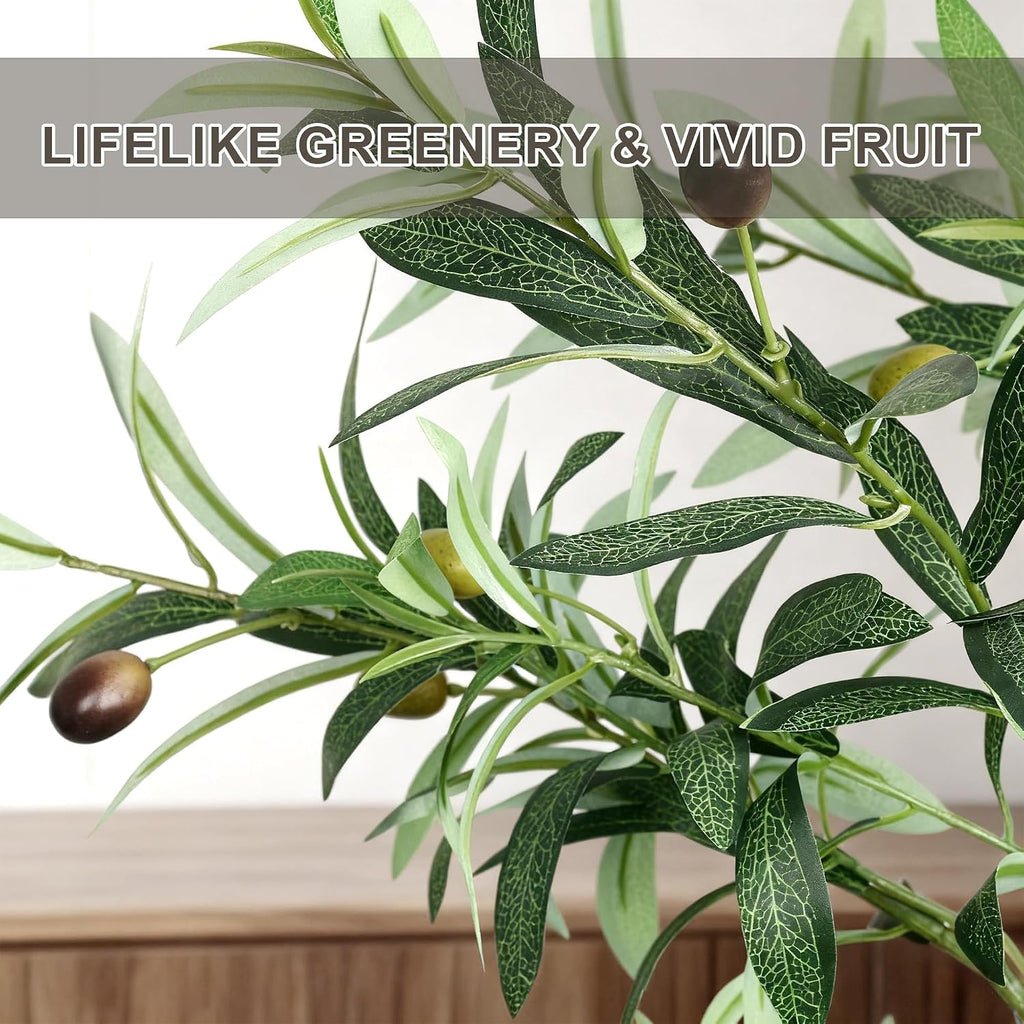 Fake Olive Tree 6FT, Faux Olive Trees Artificial Indoor with Boho Basket