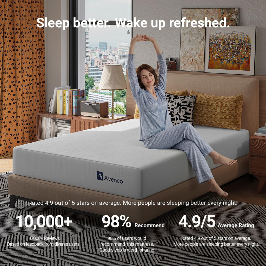 12 Inch Queen Size Gel Memory Foam Mattress, Cooling Breathable Open-Cell Foam, Pressure Relief Support, Removable