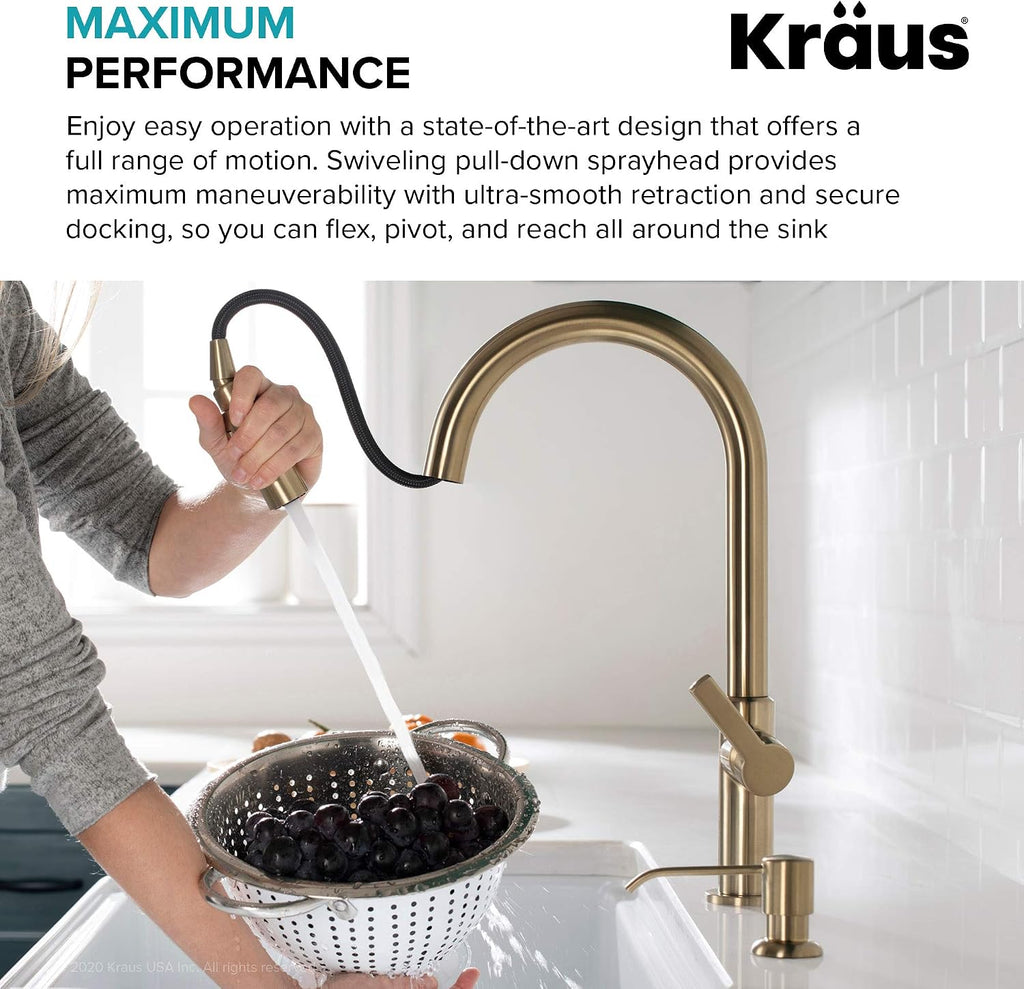 Matte Black Single Handle Pull Down Kitchen Faucet KPF-2820MB | Wear-resistant matte black finish, brass body with