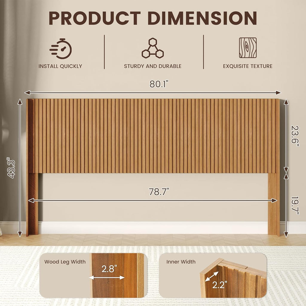 King Headboard Only, 80" Wide Headboard, Mid Century Modern Farmhouse Boho HeadBoard, Fluted Panel, Wall Mount