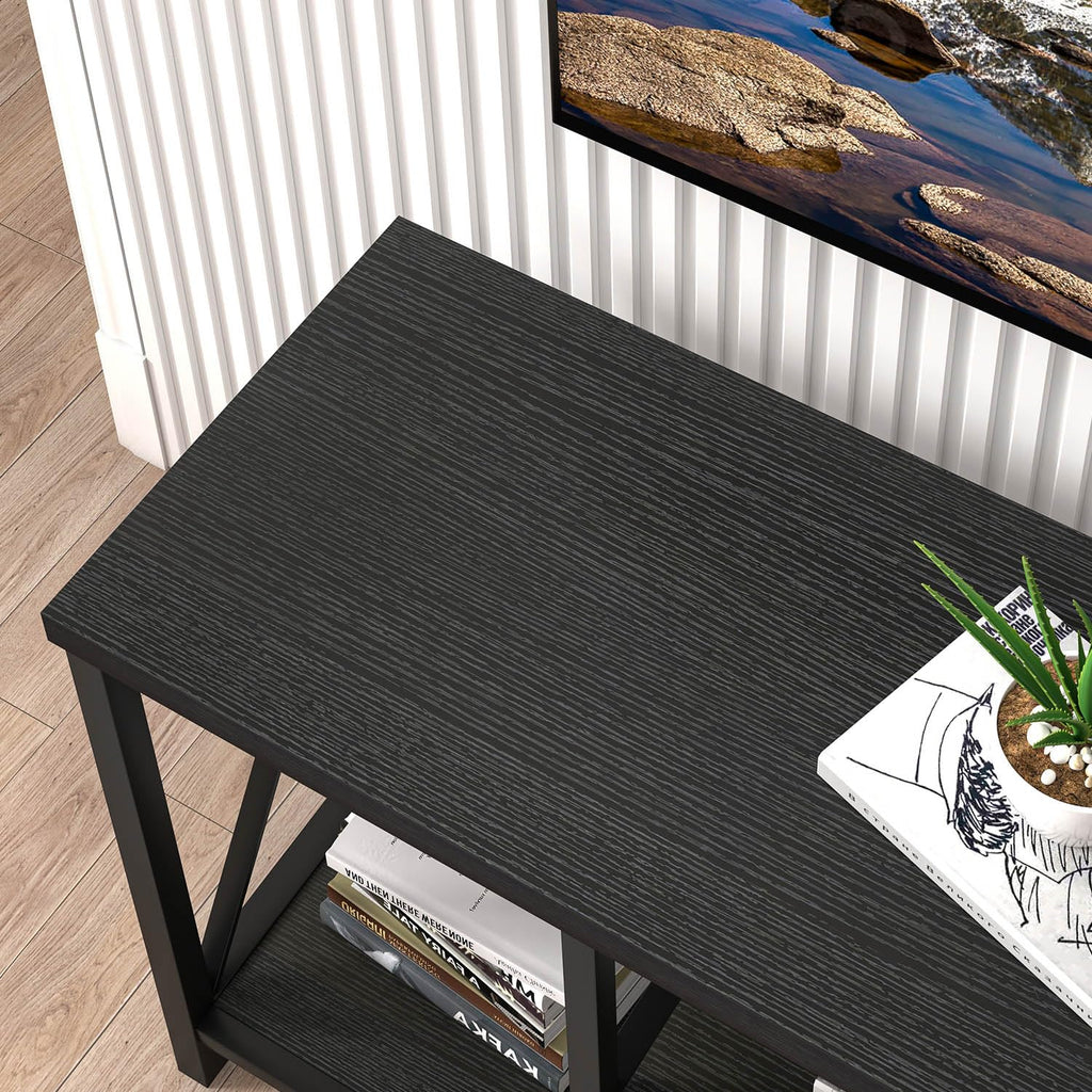 Modern Entertainment Center for TVs up to 55 Inch, Wood TV Stands with Storage Shelves, Industrial Media TV Console