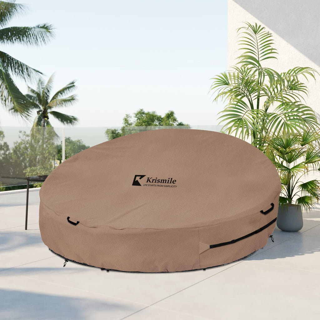 Heavy Duty 600D Waterproof Outdoor Daybed Cover for 75" Round Patio Sofa - UV-Resistant All-Weather Protection
