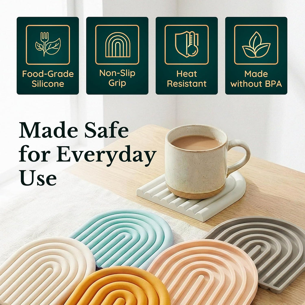Silicone Trivets for Hot Dishes, Heat-Resistant, Non-Slip Pot Holders & Coasters Durable Hot Pads for Pots, Pans - Set of 2