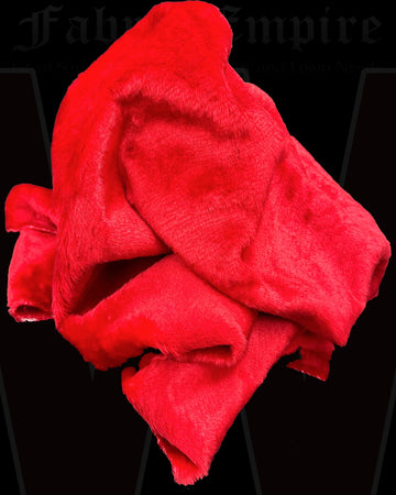 Faux Fur Fabric Long Pile Weasel RED / 60" Wide/Sold by The Yard