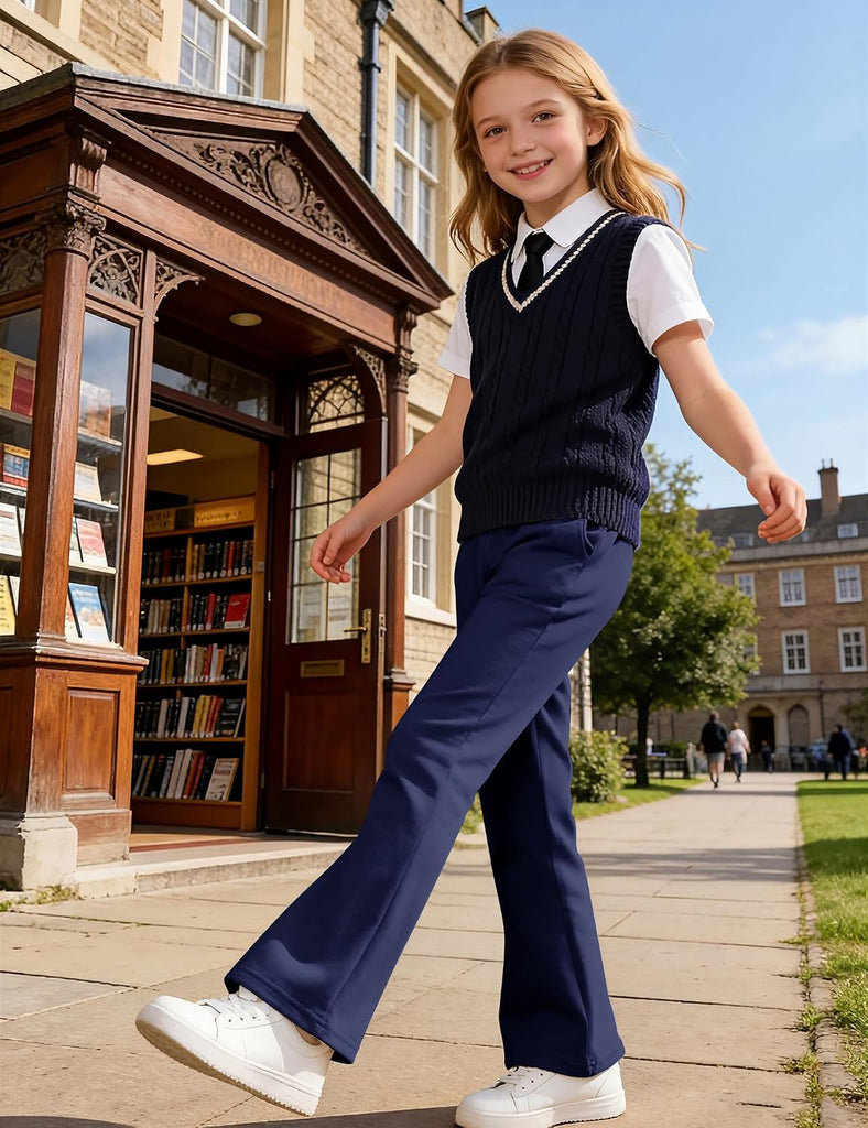 Girls Uniform Pants Flare Sweatpants Joggers Pants Preppy Clothes